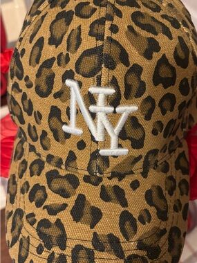 Cheetah Print Baseball Cap with White Embroidered NY Logo